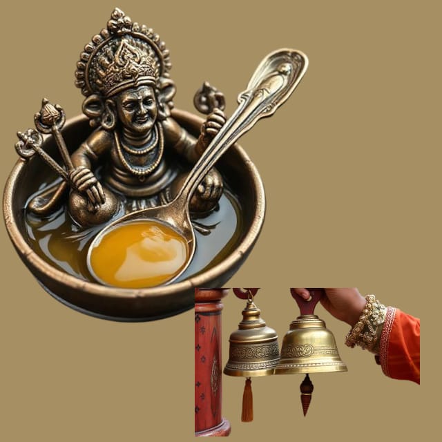 Vedic Pooja Pair – Pure Copper Panchpatra with Soothing Bell
